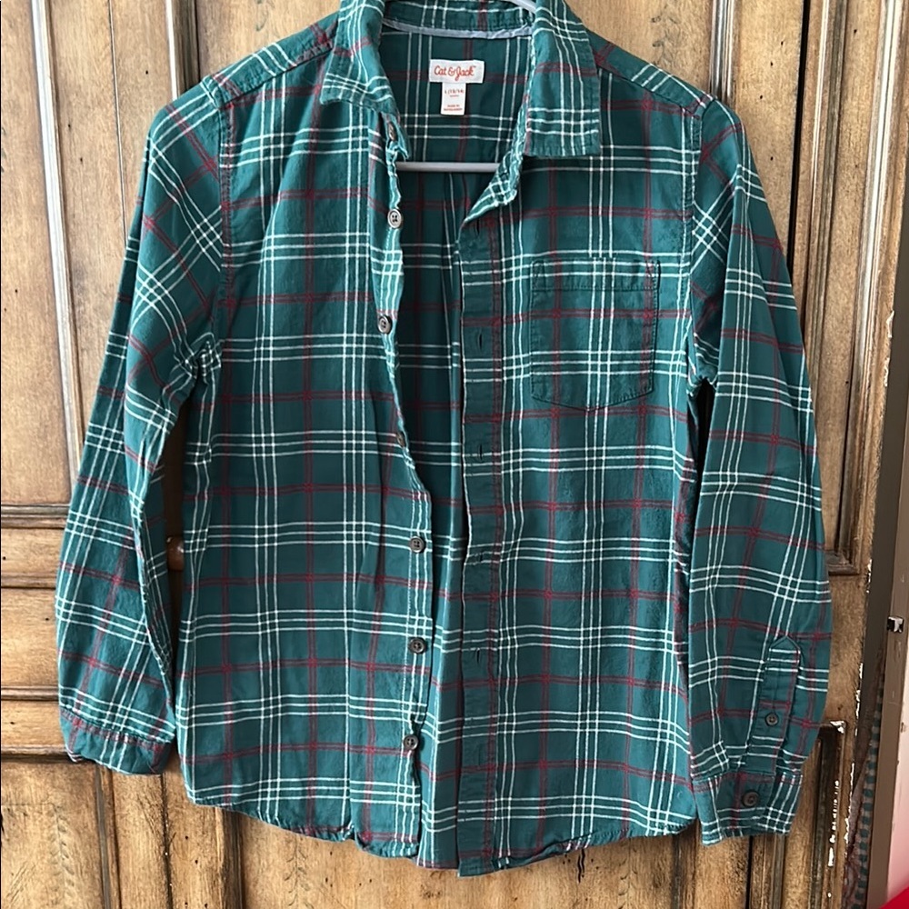 Casual Green Plaid Shirt
